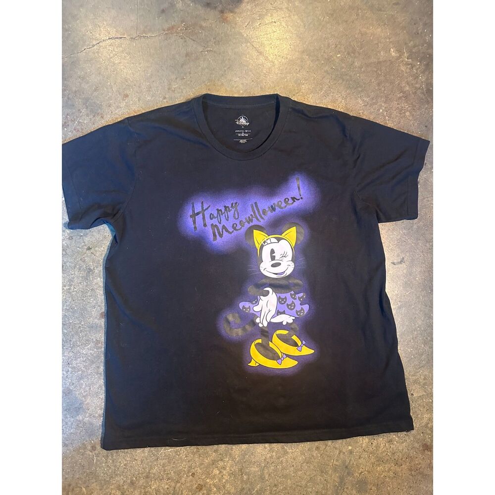 Disney Minnie Mouse "Happy Meowlloween" Halloween T-Shirt Spooky Cute Size XL